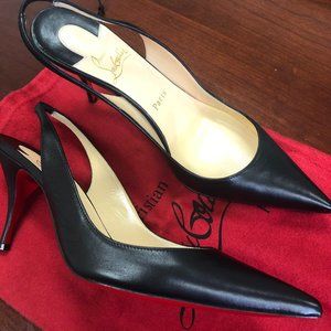 Louboutin Black 38.5  Clare SlingBack Heel